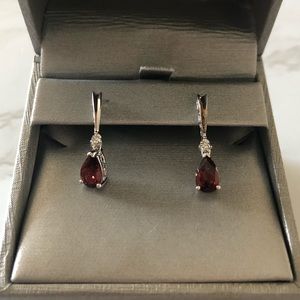 Zales Silver Garnet Earrings- NEVER WORN